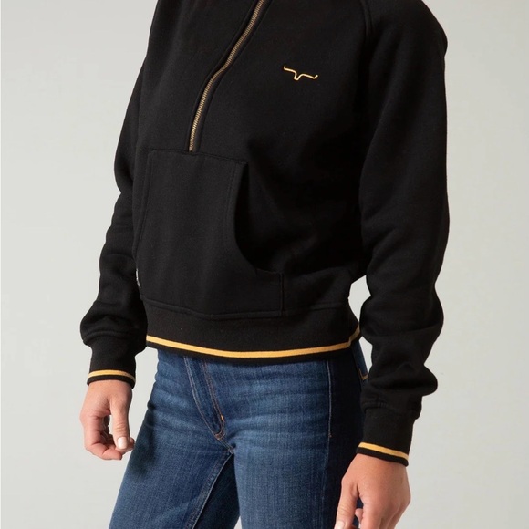 Kimes Ranch Tops - Kimes Ranch Black and Yellow Zip Up Sweater